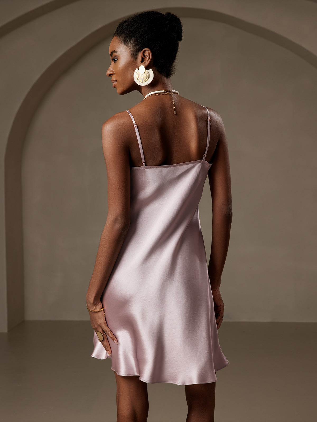 [Lavender] SilkSilky-UK Pure Silk Sleeveless V Neck Dress 002