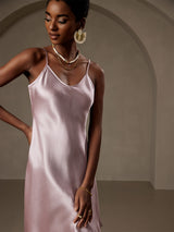 [Lavender] SilkSilky-UK Spaghetti Strap V Neck Dress 004
