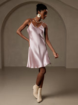 [Lavender] SilkSilky-UK Spaghetti Strap V Neck Dress 006