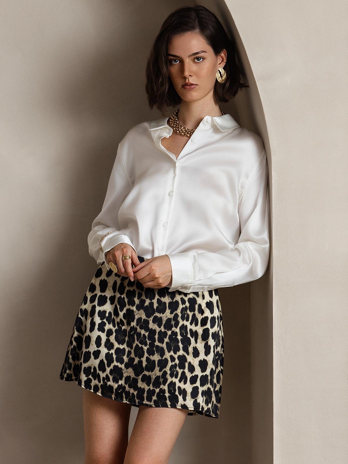 [Leopard] SilkSilky-UK 19Momme Silk Skirt 003