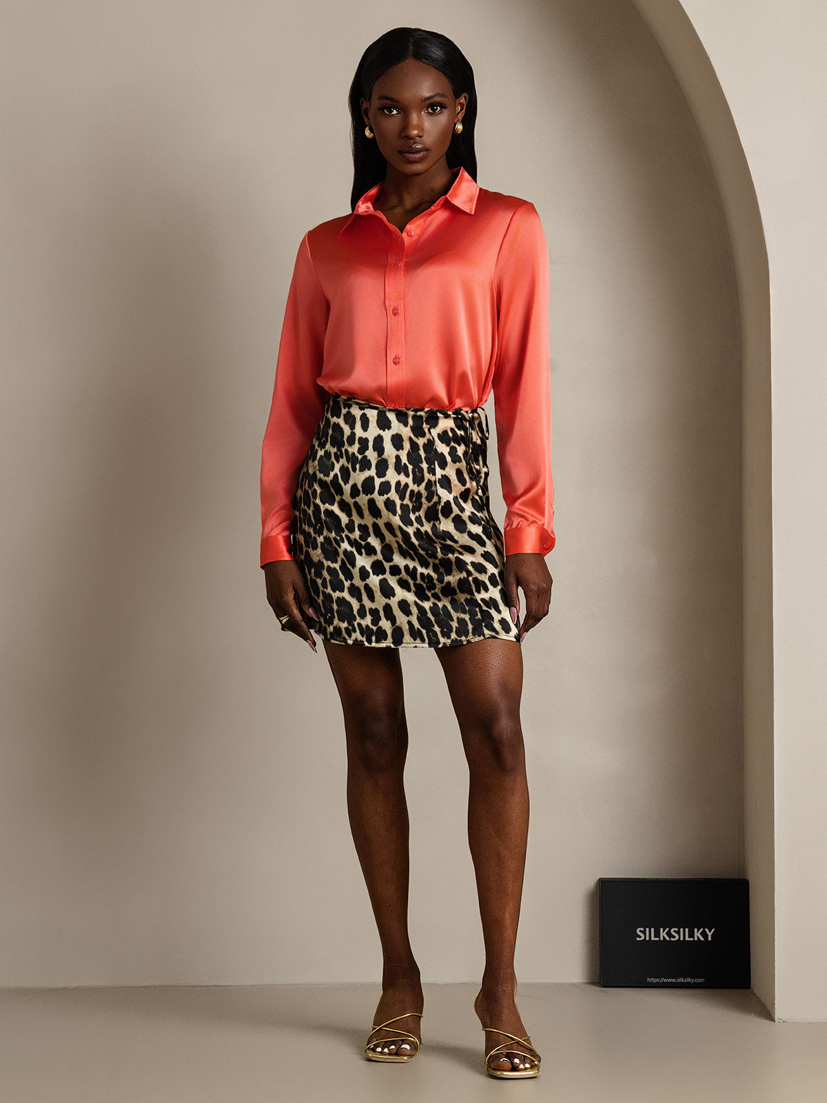 [Leopard] SilkSilky-UK Pure Silk Skirt 006