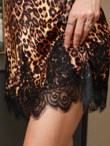 [Leopard] SilkSilky-UK Pure Silk V Neck Nightdress 008,