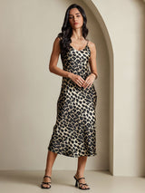 [Leopard] SilkSilky-UK Spaghetti Strap V Neck Dress 009