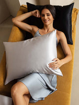 [LightGray+White] SilkSilky-UK 19Momme Pure Silk Pillowcase 003