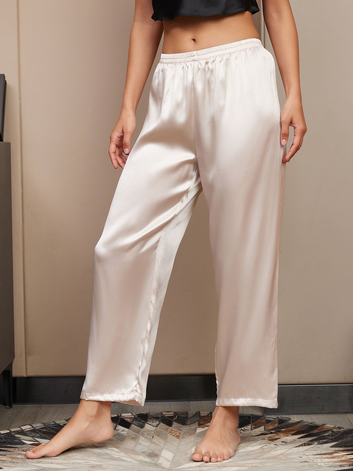 [Light Beige] SilkSilky-UK Pure Silk Womens Sleep Bottoms 003