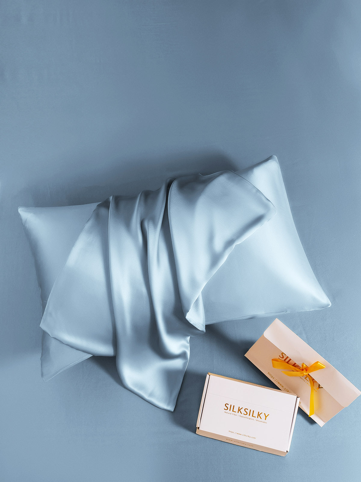 [Light Blue] SilkSilky-UK 19Momme Pure Silk Pillowcase 006