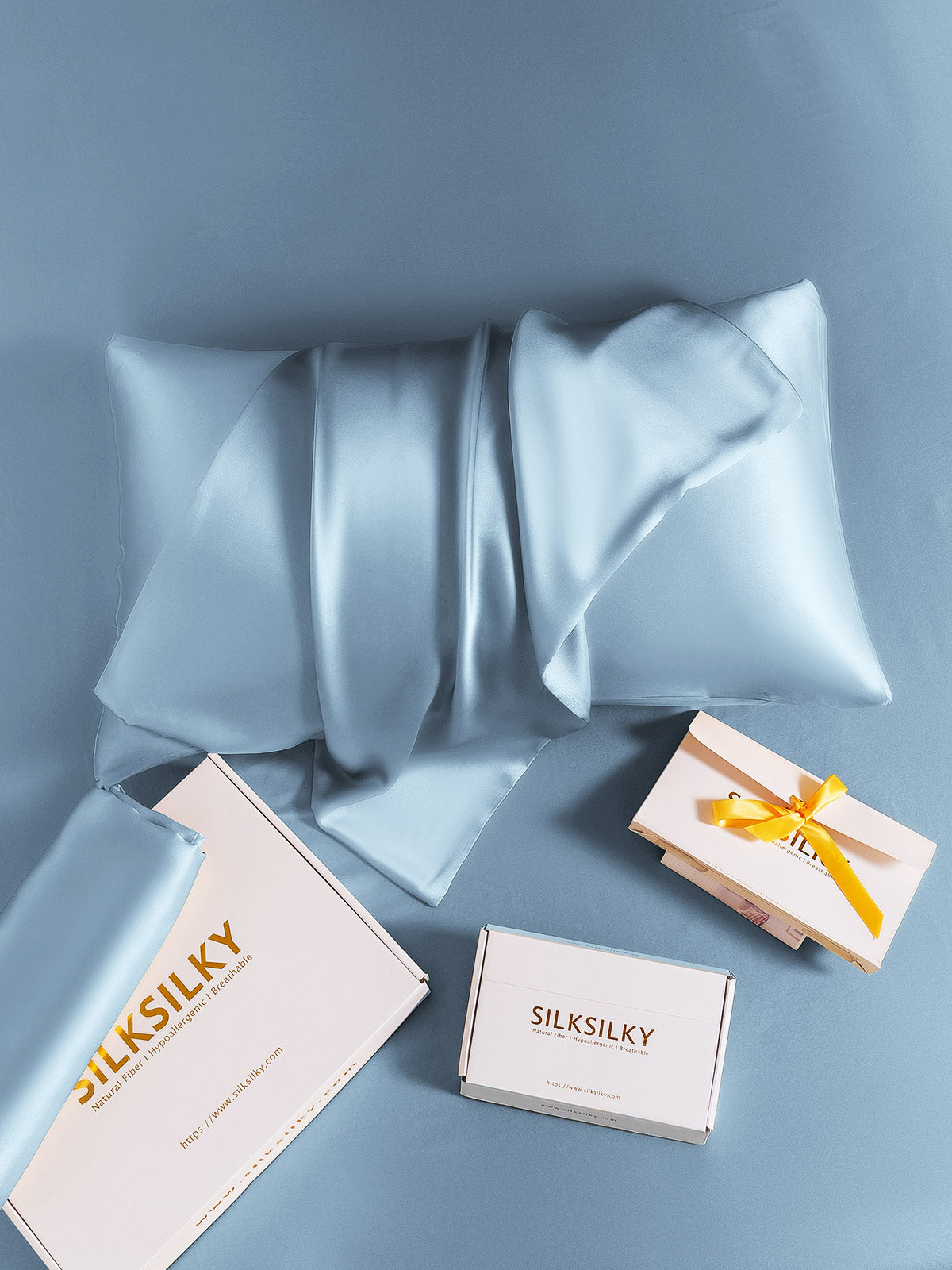 [Light Blue] SilkSilky-UK 19Momme Pure Silk Pillowcase 007