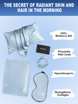 [Light Blue] SilkSilky-UK 19Momme Pure Silk Pillowcase Set 002