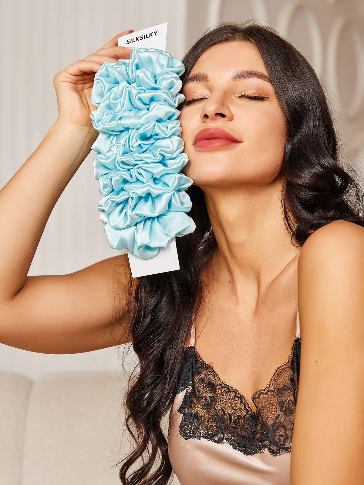[Light Blue] SilkSilky-UK 19Momme Pure Silk Scrunchie 002