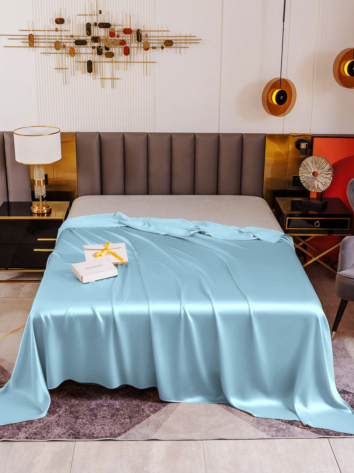 [Light Blue] SilkSilky-UK 19Momme Pure Silk Sheet 002