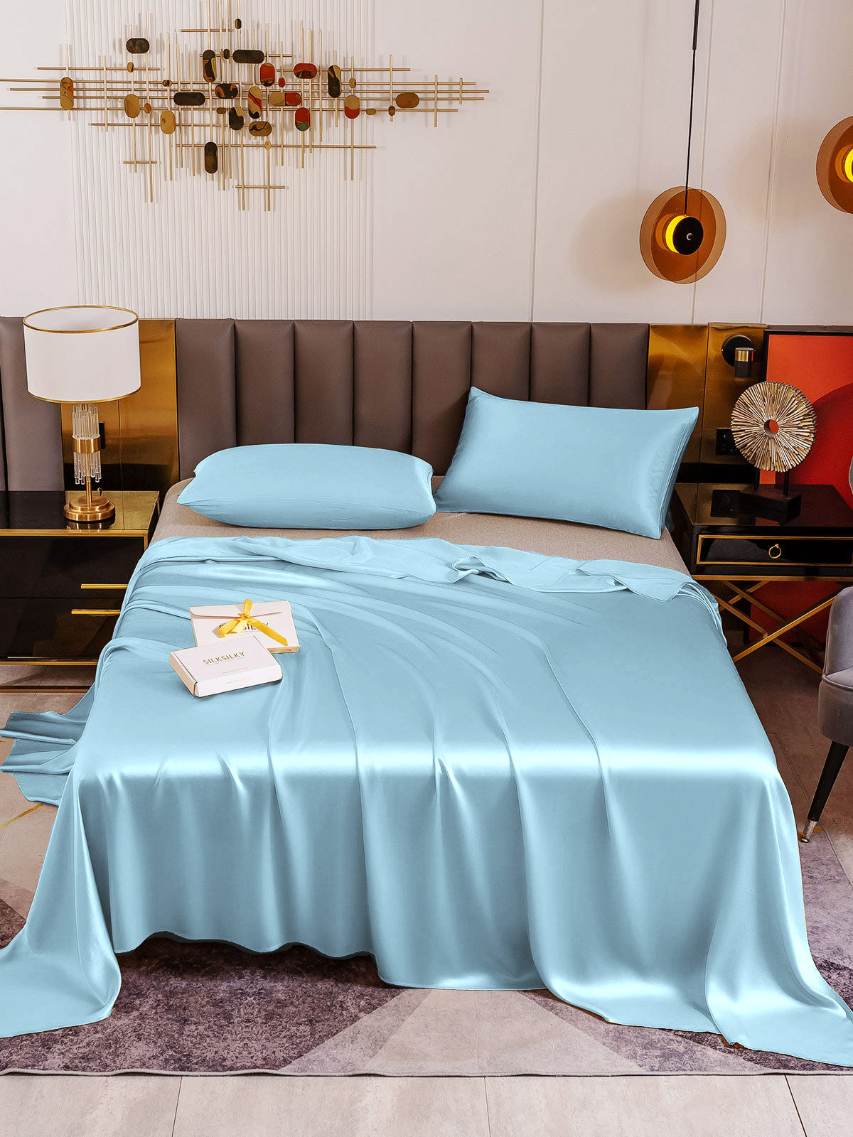 [Light Blue] SilkSilky-UK 19Momme Pure Silk Sheet 002