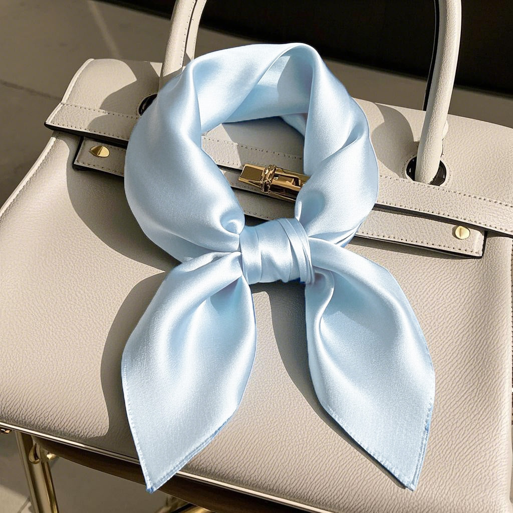 [Light Blue] SilkSilky-UK Pure Silk Scarf 003