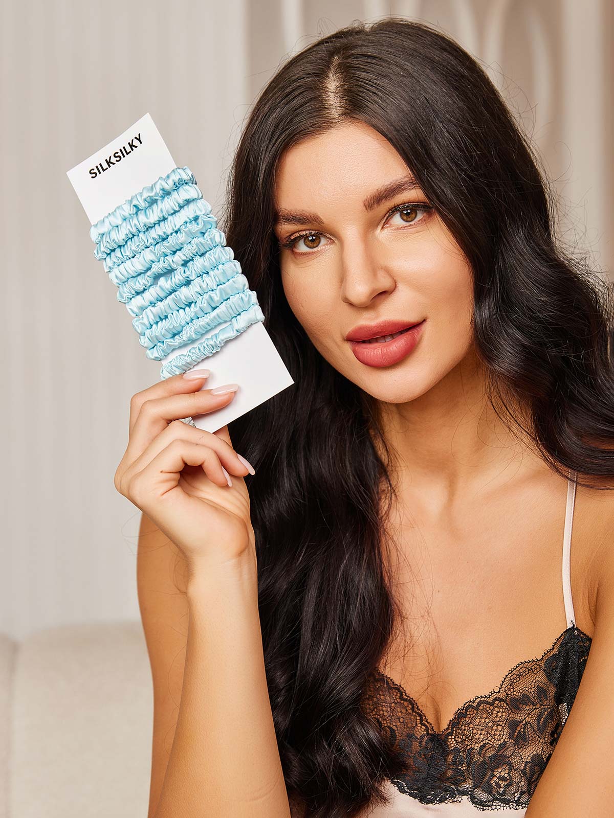 [Light Blue] SilkSilky-UK 19Momme Scrunchie 002