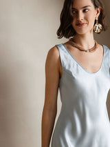 [Light Blue] SilkSilky-UK Sleeveless Scoop Neck Dress 003