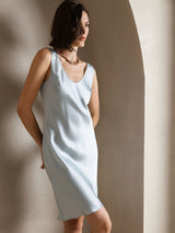 [Light Blue] SilkSilky-UK Sleeveless Scoop Neck Dress 004