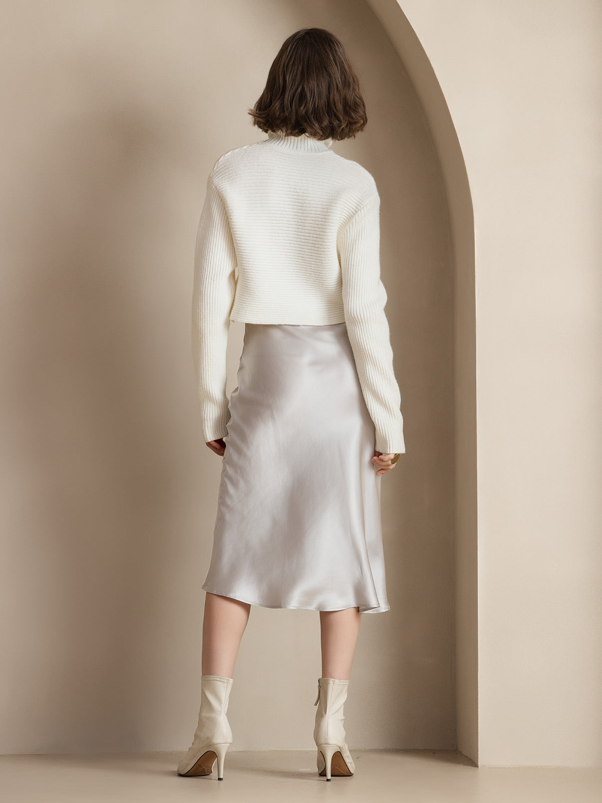 [Light Gray] SilkSilky-UK 19Momme Pure Silk Skirt 002