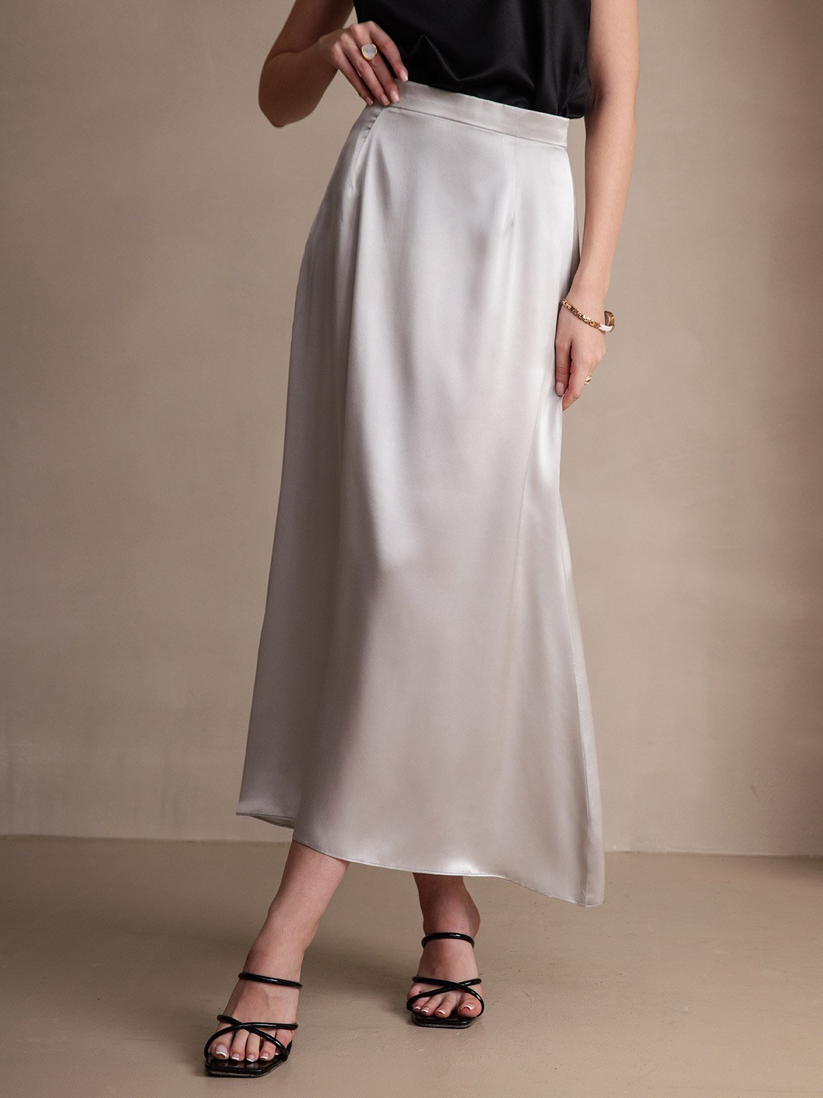 [Light Gray] SilkSilky-UK 19Momme Silk Skirt 003