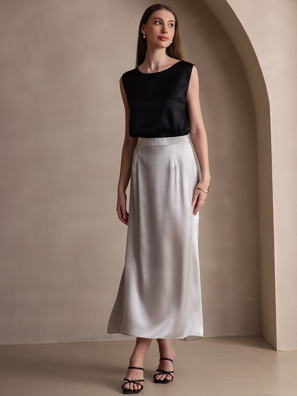 [Light Gray] SilkSilky-UK 19Momme Silk Skirt 007