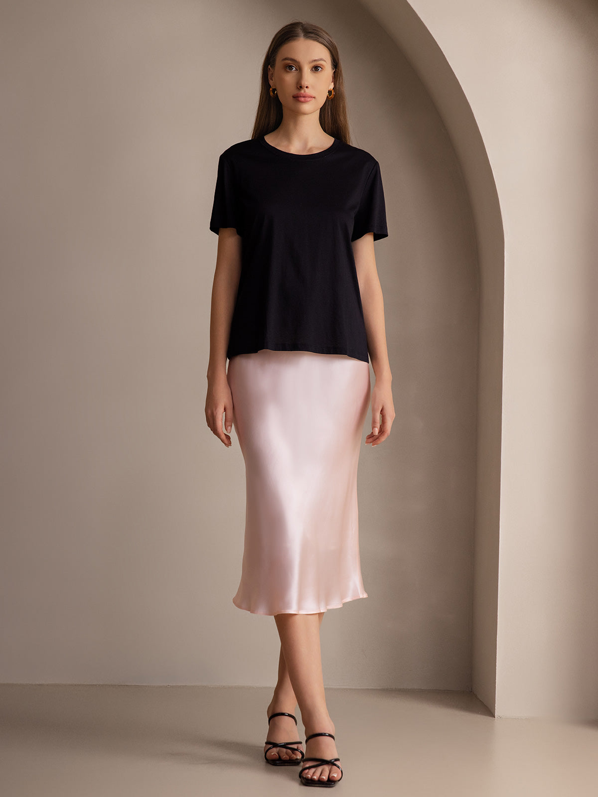 [Light Pink] SilkSilky-UK 19Momme Pure Silk Skirt 003
