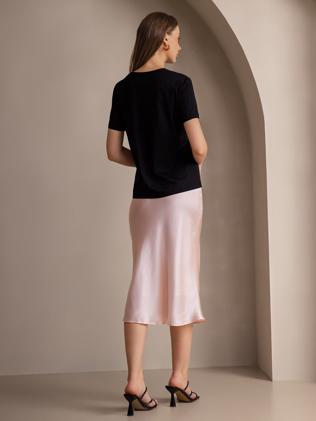 [Light Pink] SilkSilky-UK 19Momme Pure Silk Skirt 004