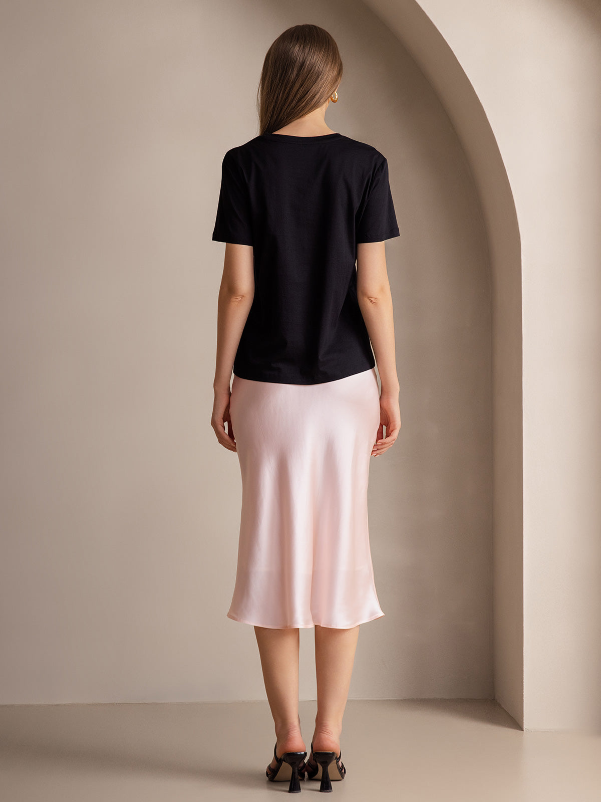 [Light Pink] SilkSilky-UK 19Momme Pure Silk Skirt 004