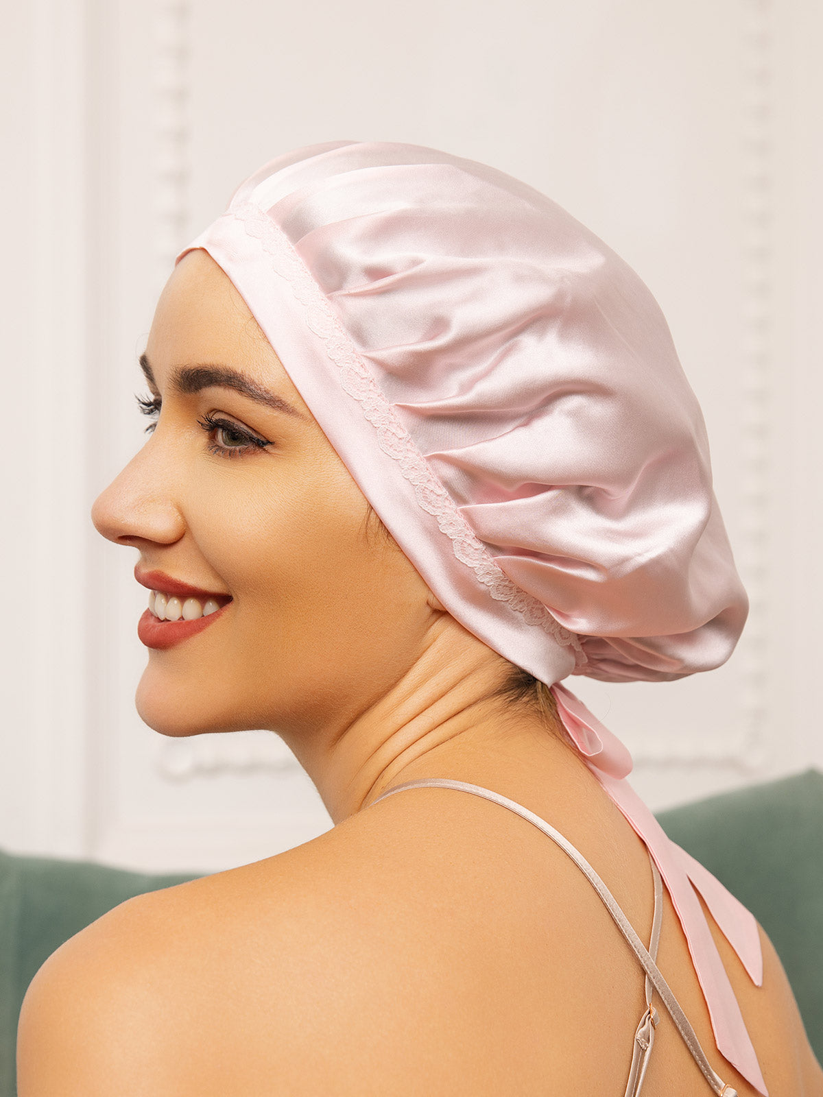 [Light Pink] SilkSilky-UK Pure Silk Sleep Cap 001