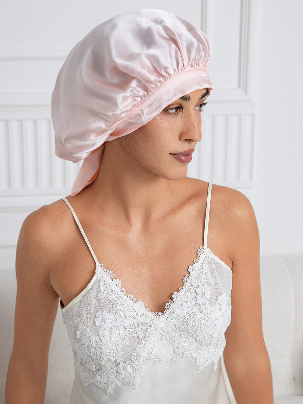 [Light Pink] SilkSilky-UK Pure Silk Sleep Cap 001