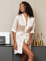 [Light Pink] SilkSilky-UK Half Sleeve Women's Dressing Gown 001