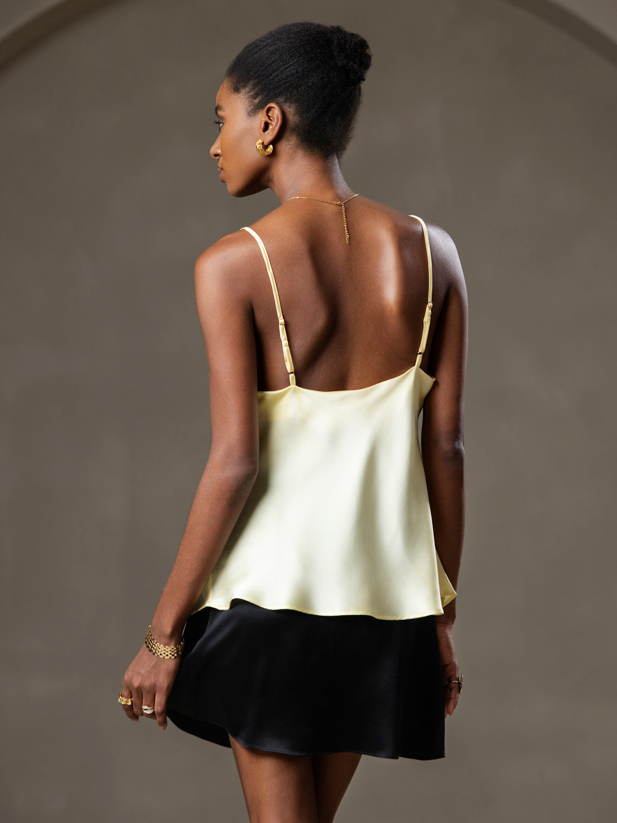 [Light Yellow] SilkSilky-UK Pure Silk V Neck Camisole 002