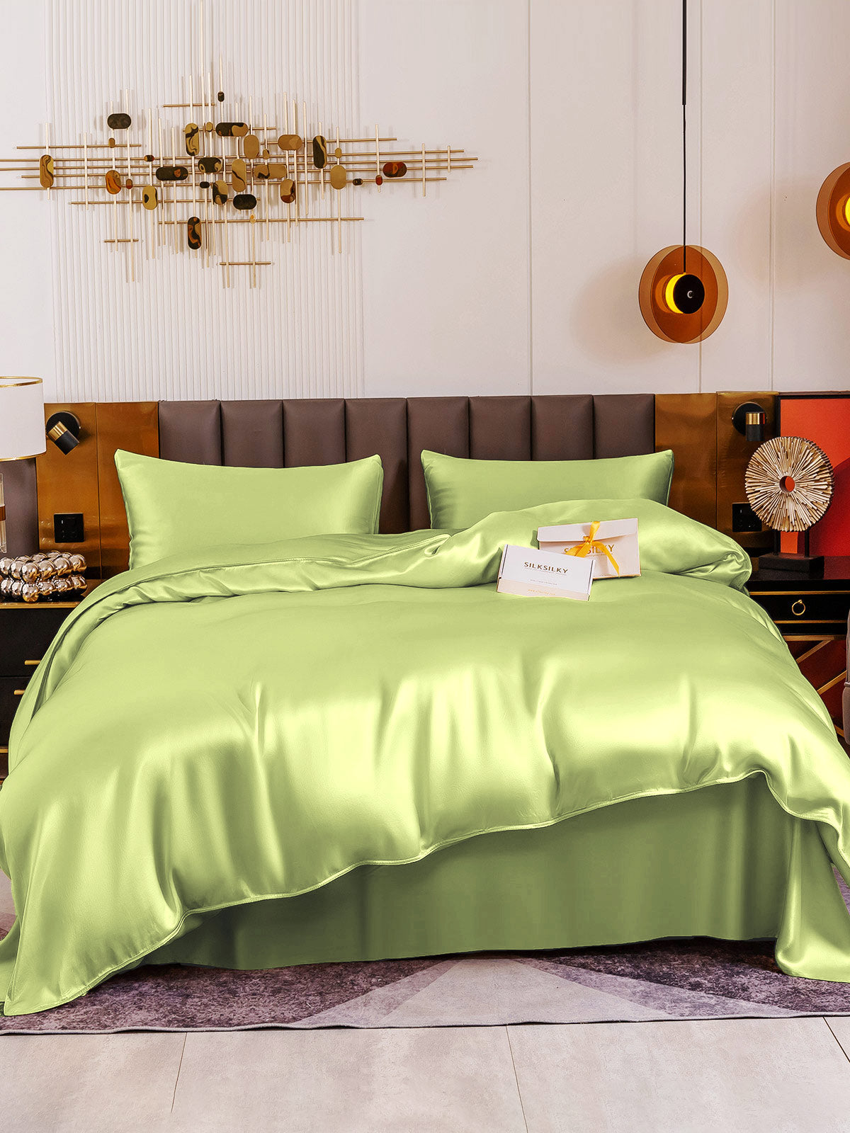 [Mint Green] SilkSilky-UK 19Momme Pure Silk Bedding Set 002