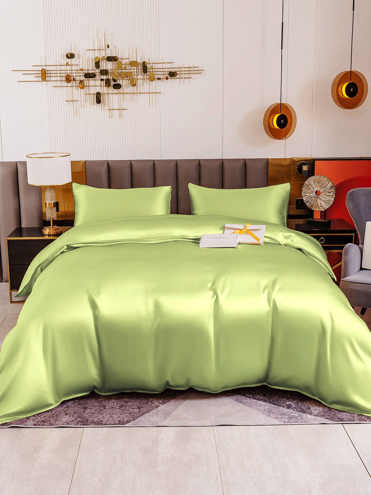 [Mint Green] SilkSilky-UK 19Momme Pure Silk Bedding Set 002