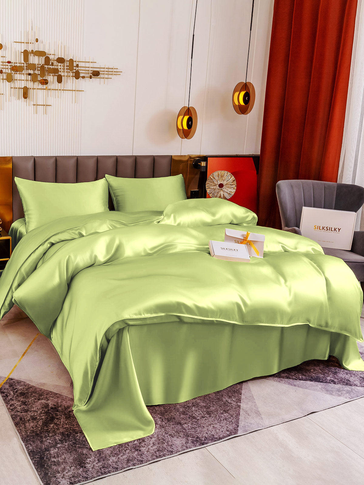 [Mint Green] SilkSilky-UK 19Momme Pure Silk Bedding Set 003