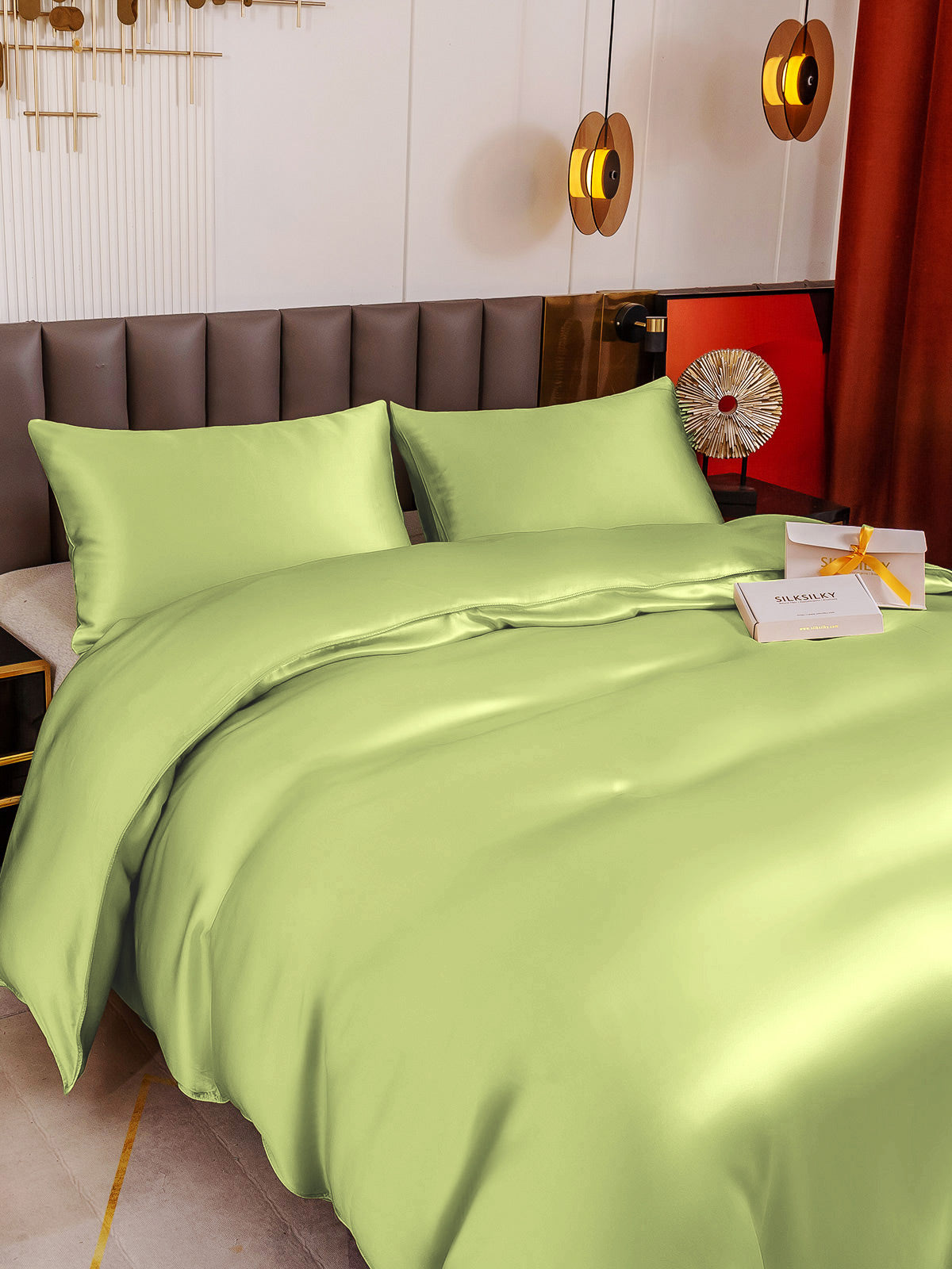 [Mint Green] SilkSilky-UK 19Momme Pure Silk Bedding Set 004