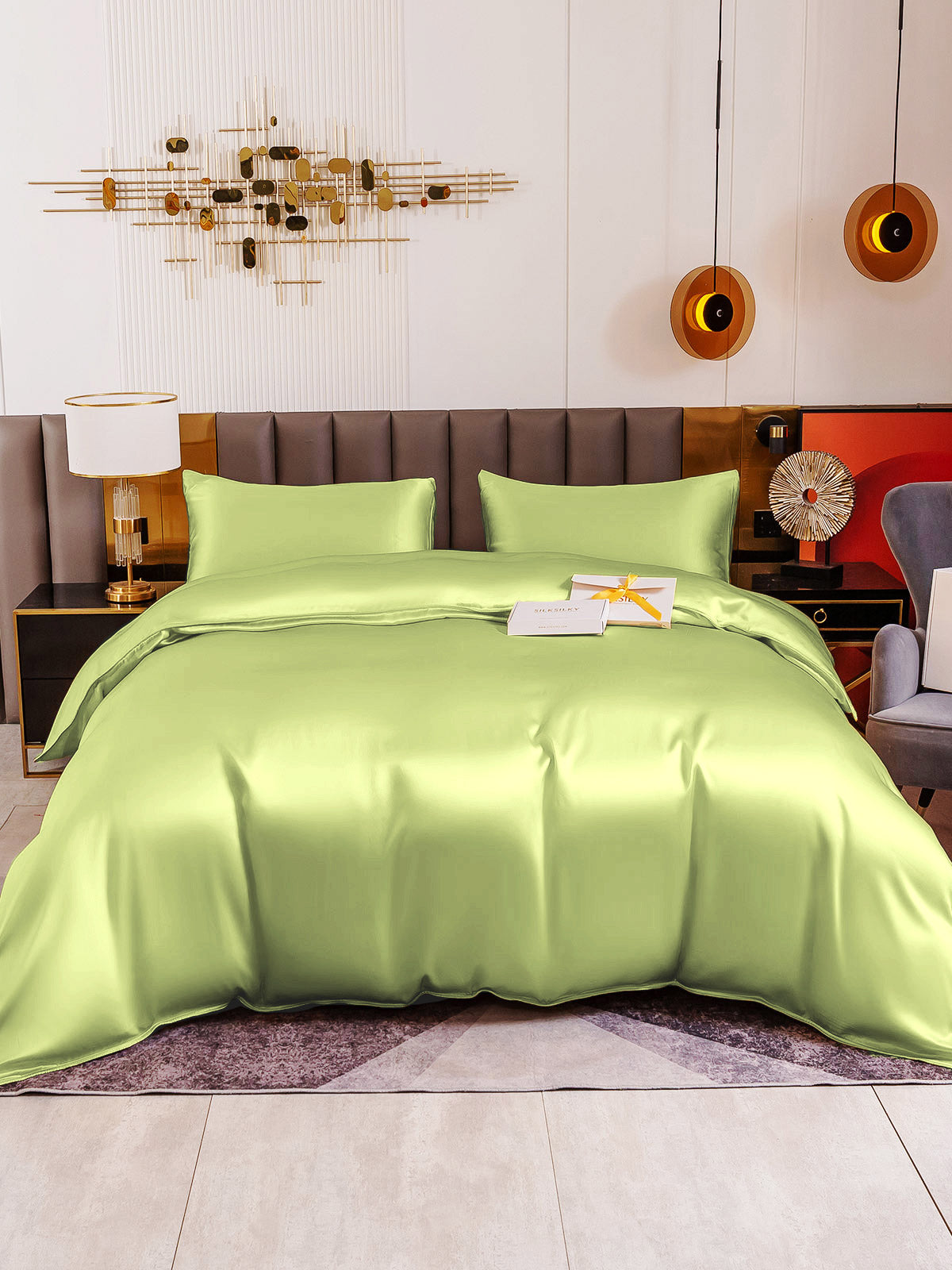 [Mint Green] SilkSilky-UK 19Momme Pure Silk Bedding Set 005