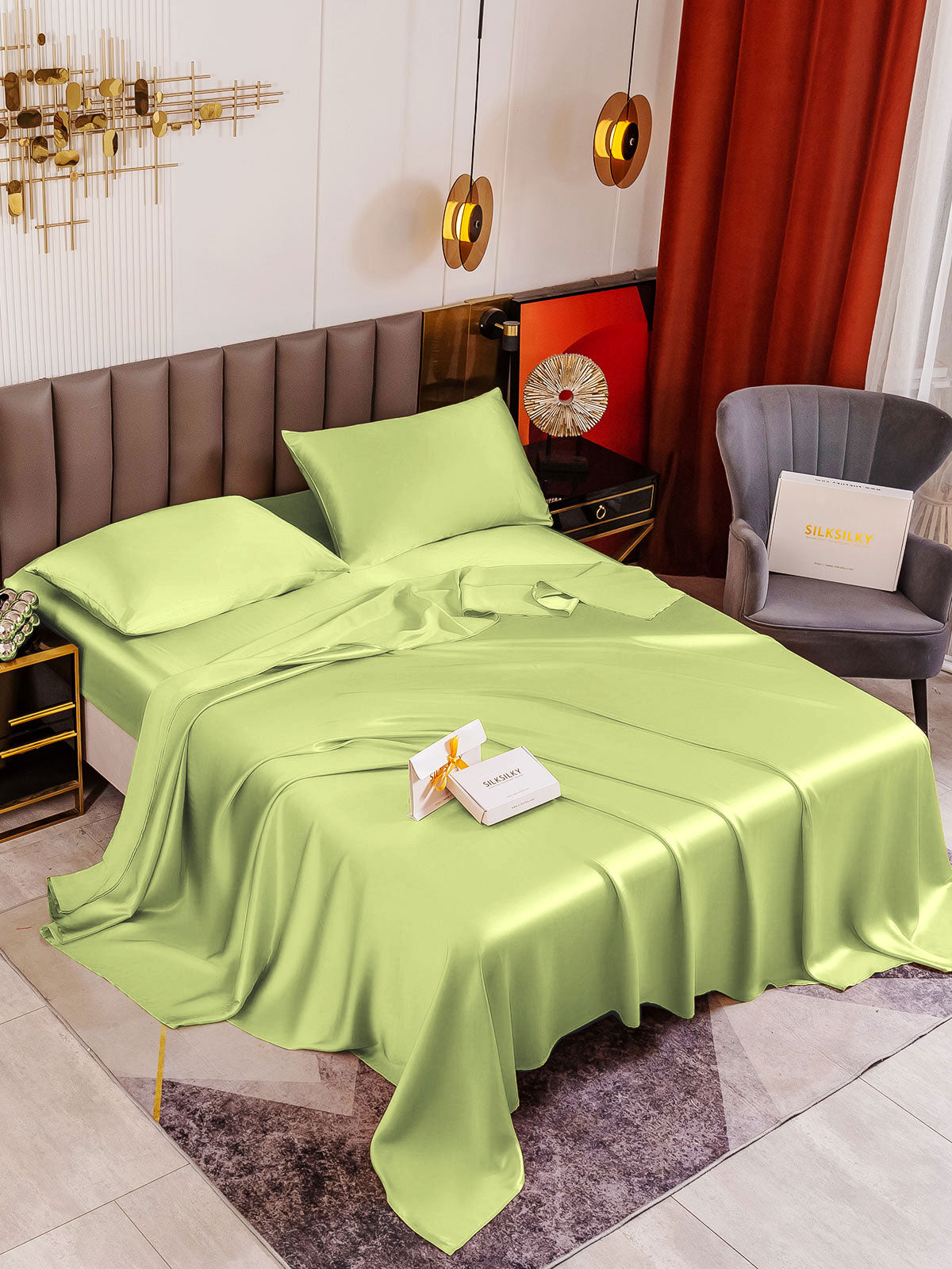 [Mint Green] SilkSilky-UK 19Momme Pure Silk Sheet 001