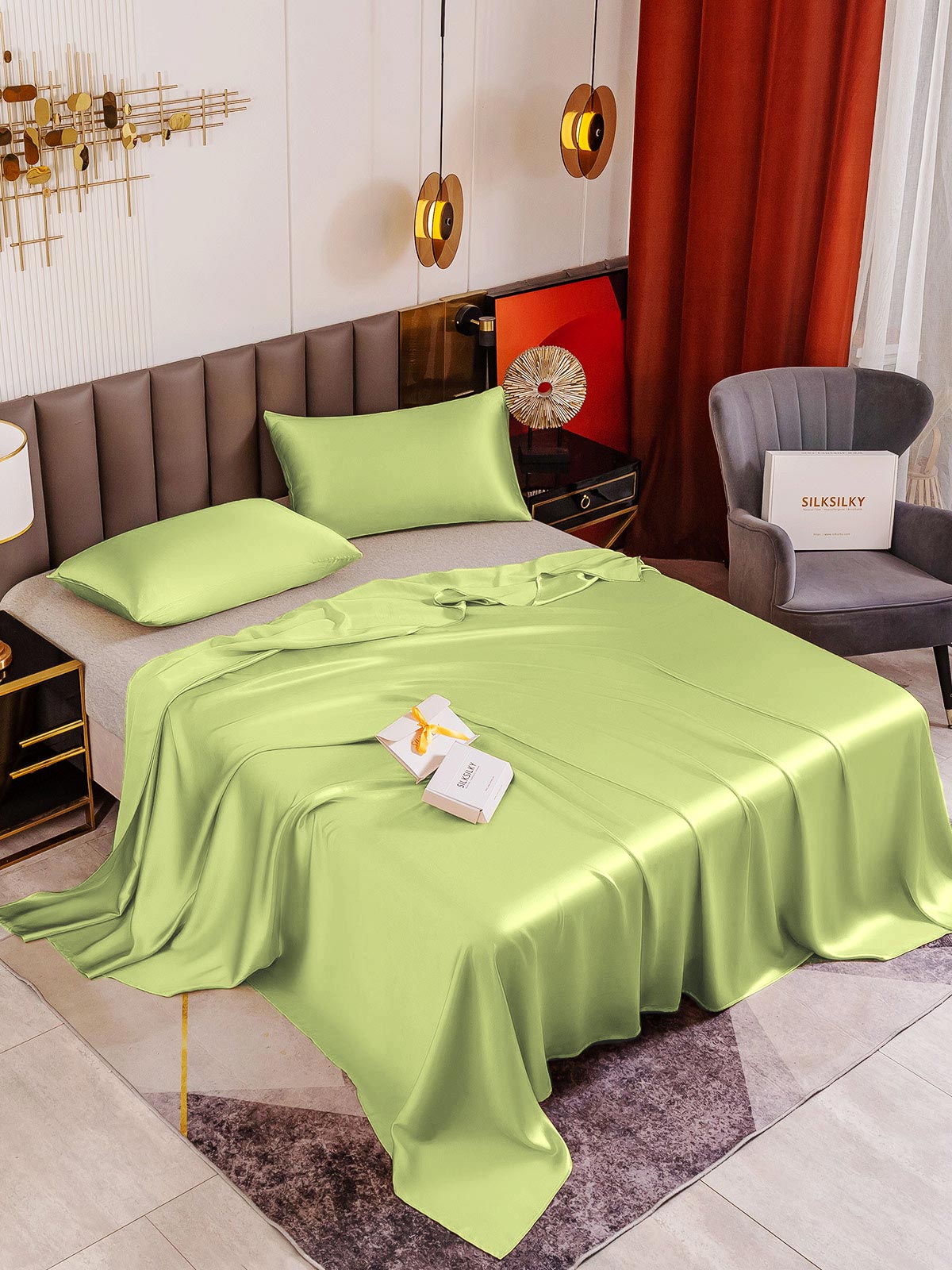 [Mint Green] SilkSilky-UK 19Momme Pure Silk Sheet 001