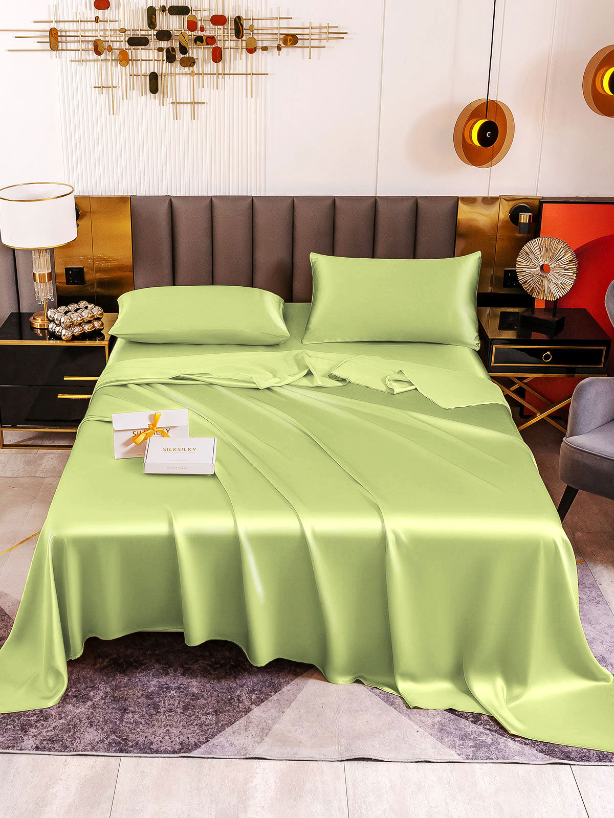 [Mint Green] SilkSilky-UK 19Momme Pure Silk Sheet 002