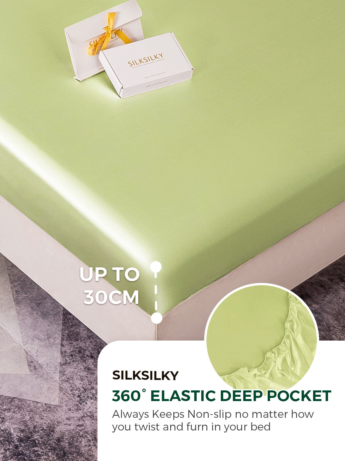 [Mint Green] SilkSilky-UK 19Momme Pure Silk Sheet 004