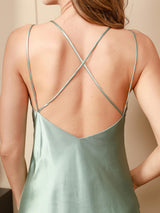 [Mint Green] SilkSilky-UK Spaghetti Strap V Neck Nightdress 006