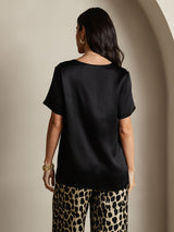 [Multi] SilkSilky-UK Pure Silk Short Sleeve Round Neck Women's Pyjamas 002