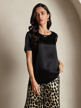 [Multi] SilkSilky-UK Pure Silk Short Sleeve Round Neck Women's Pyjamas 003
