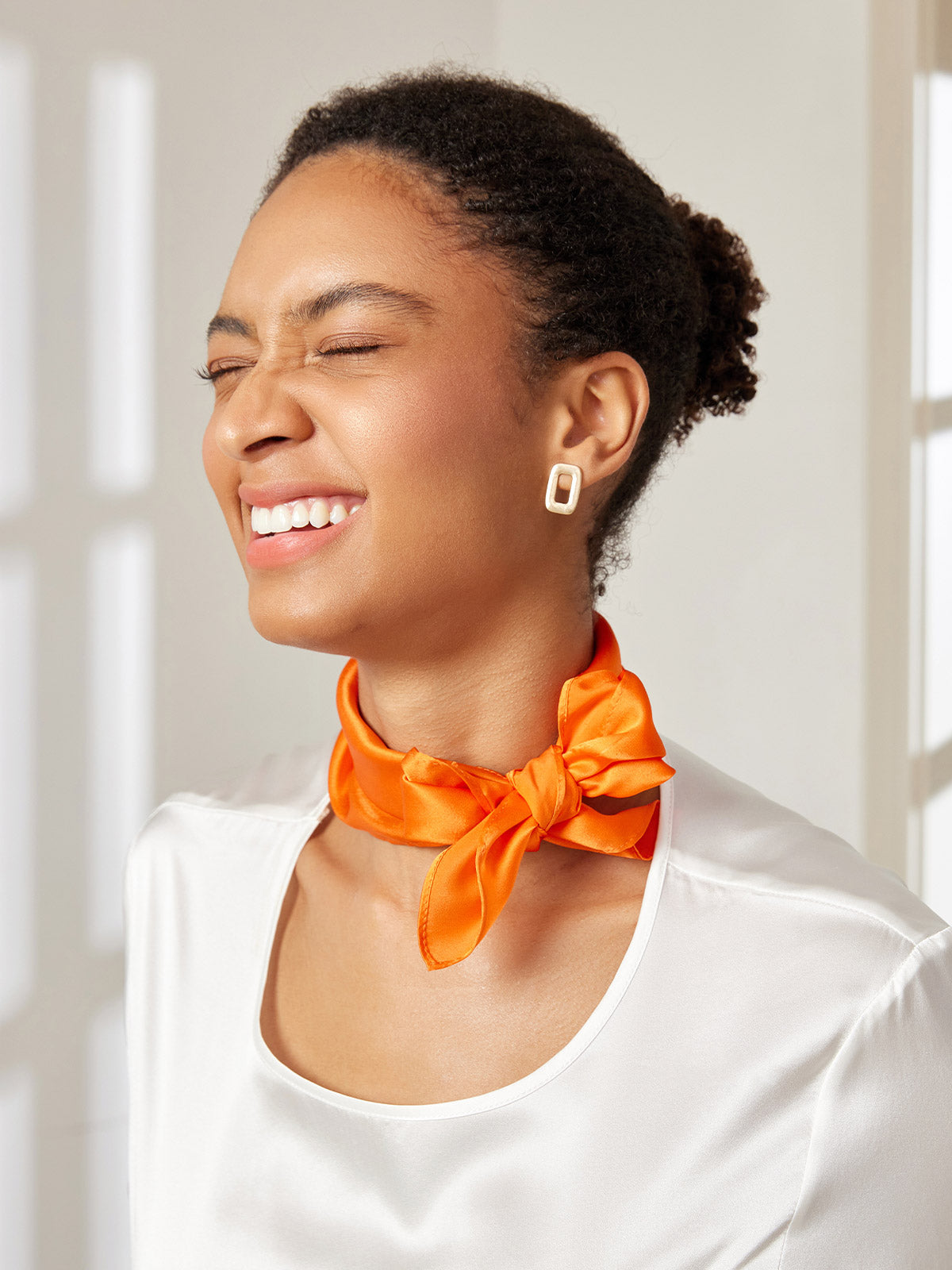 [Orange] SilkSilky-UK Pure Silk Scarf 001