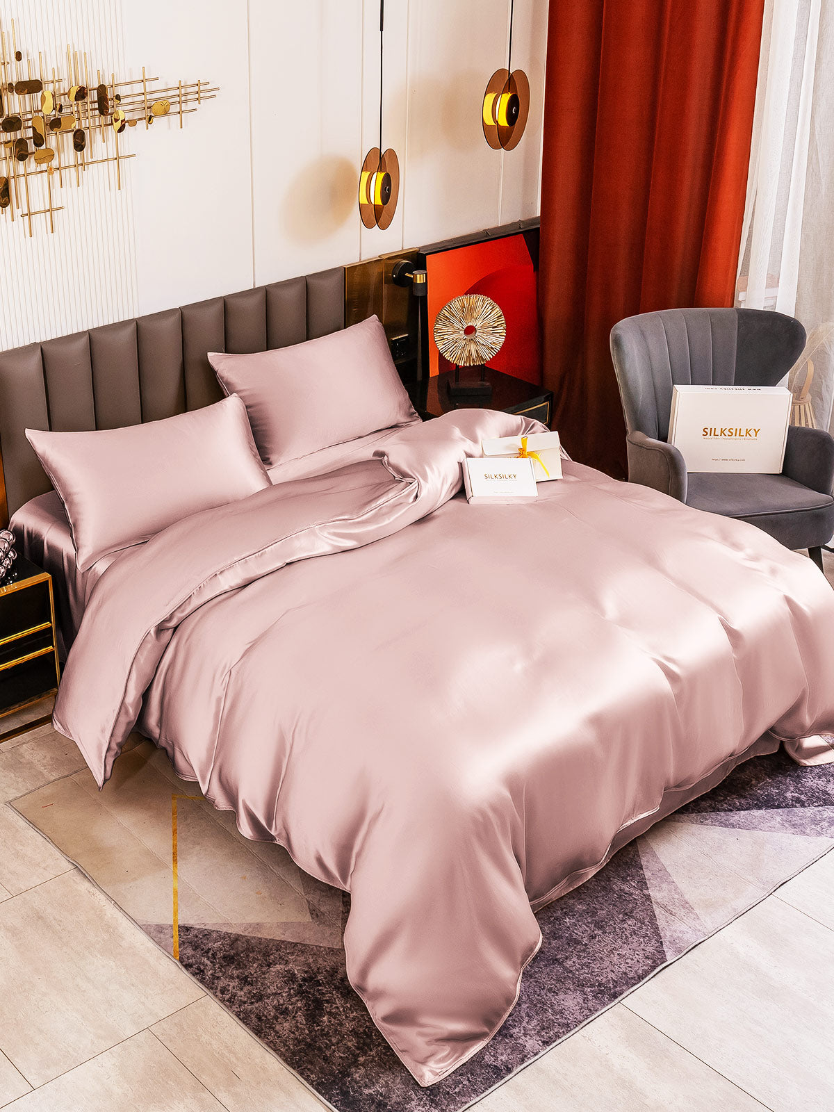 [Pale Mauve] SilkSilky-UK 19Momme Pure Silk Bedding Set 001