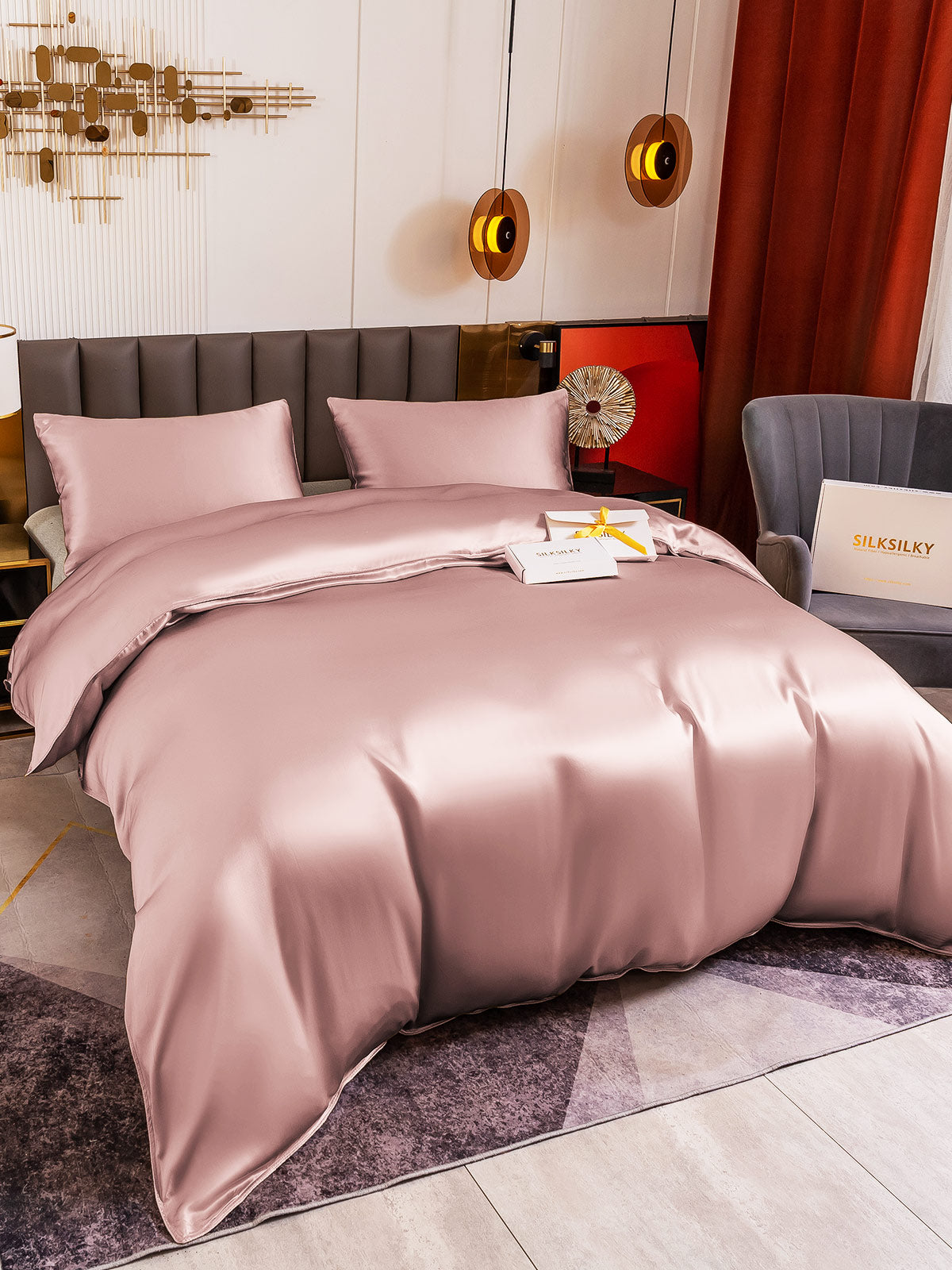 [Pale Mauve] SilkSilky-UK 19Momme Pure Silk Bedding Set 001