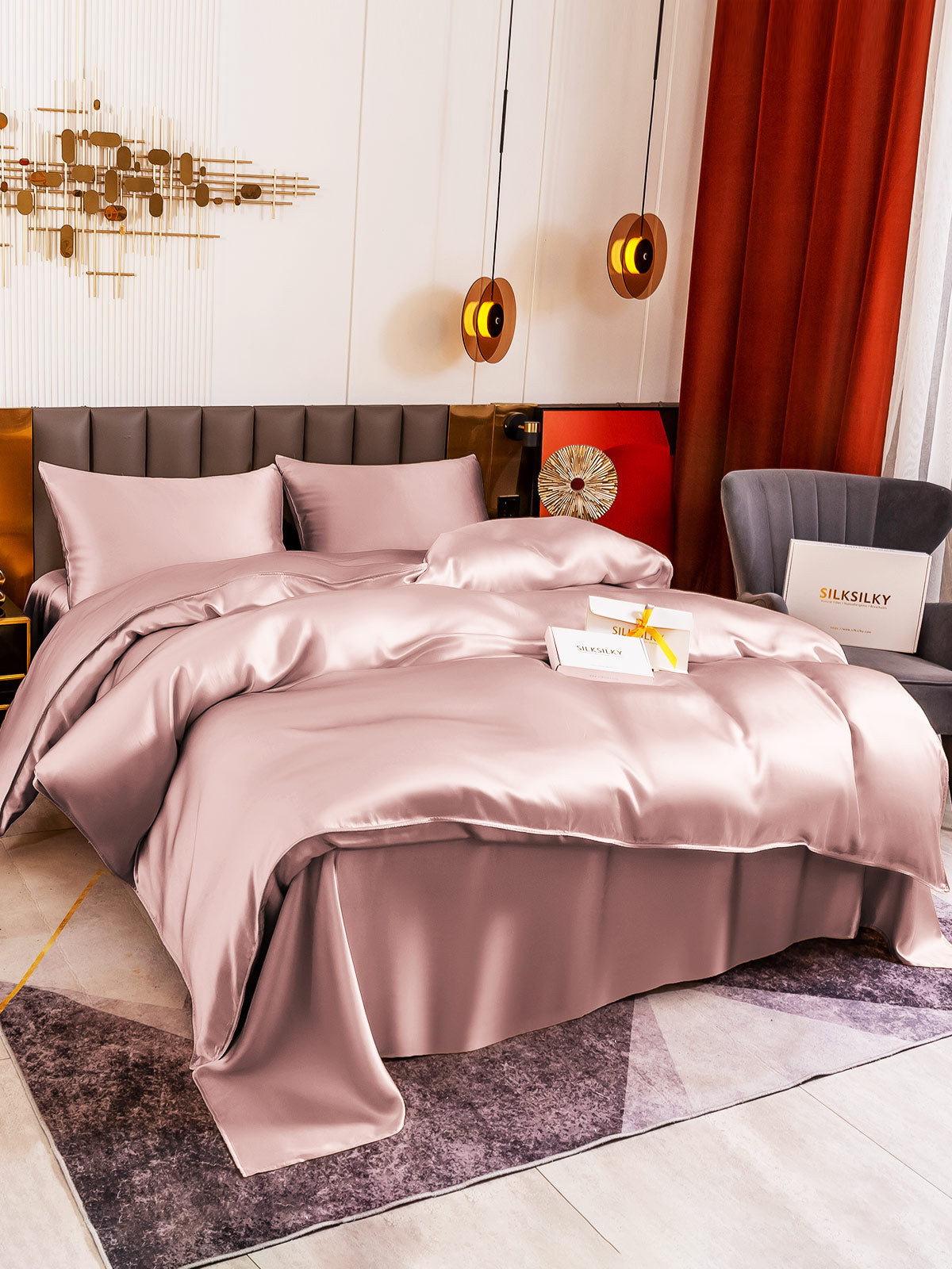 [Pale Mauve] SilkSilky-UK 19Momme Pure Silk Bedding Set 003