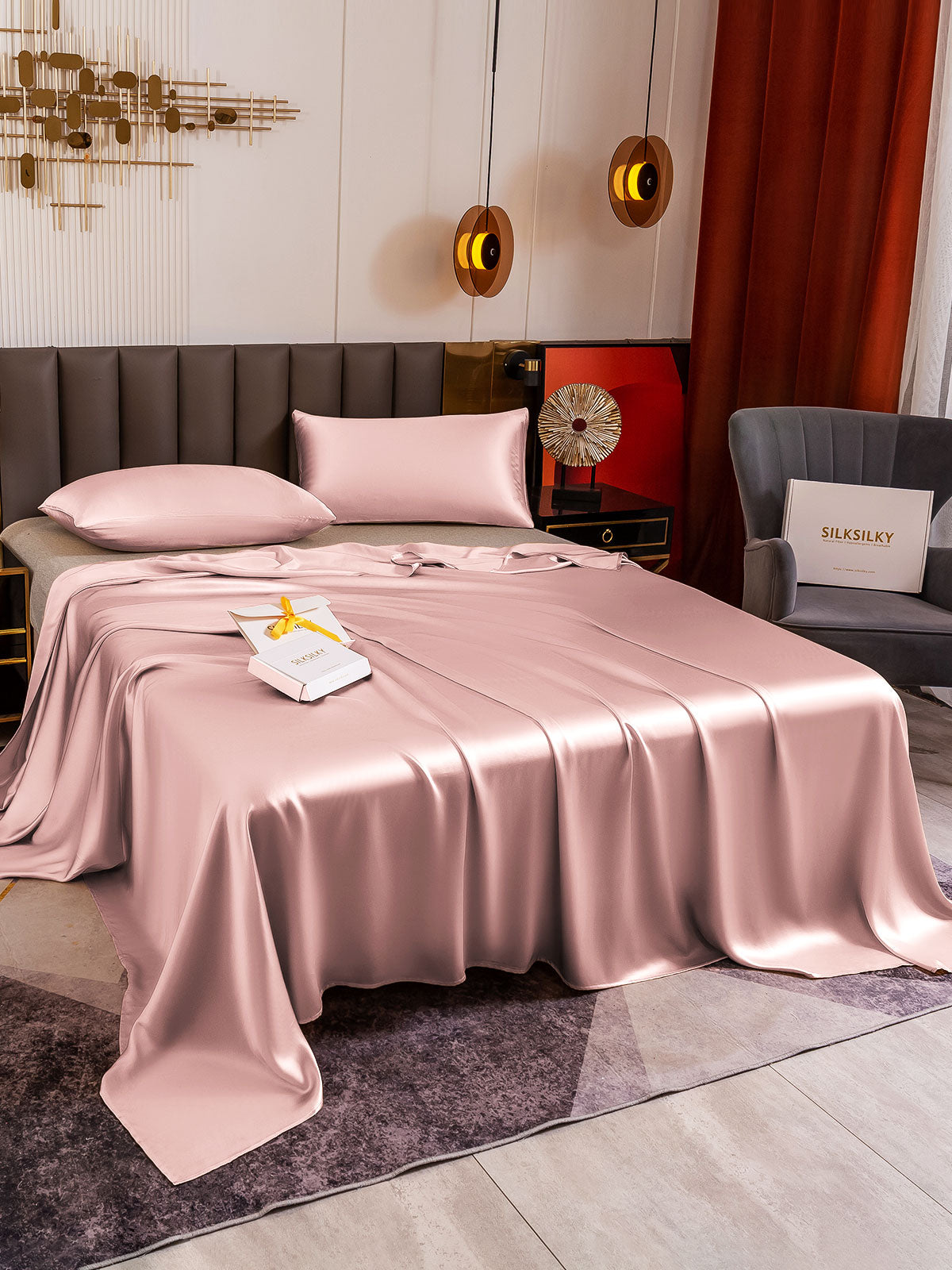 [Pale Mauve] SilkSilky-UK 19Momme Pure Silk Bedding Set 004
