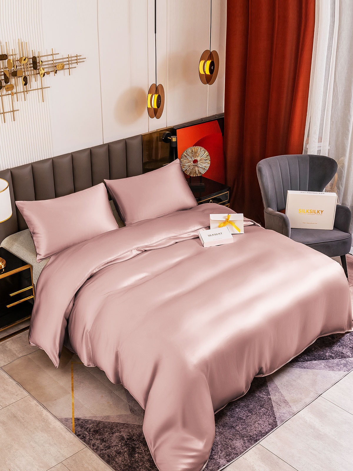 [Pale Mauve] SilkSilky-UK 19Momme Pure Silk Bedding Set 004