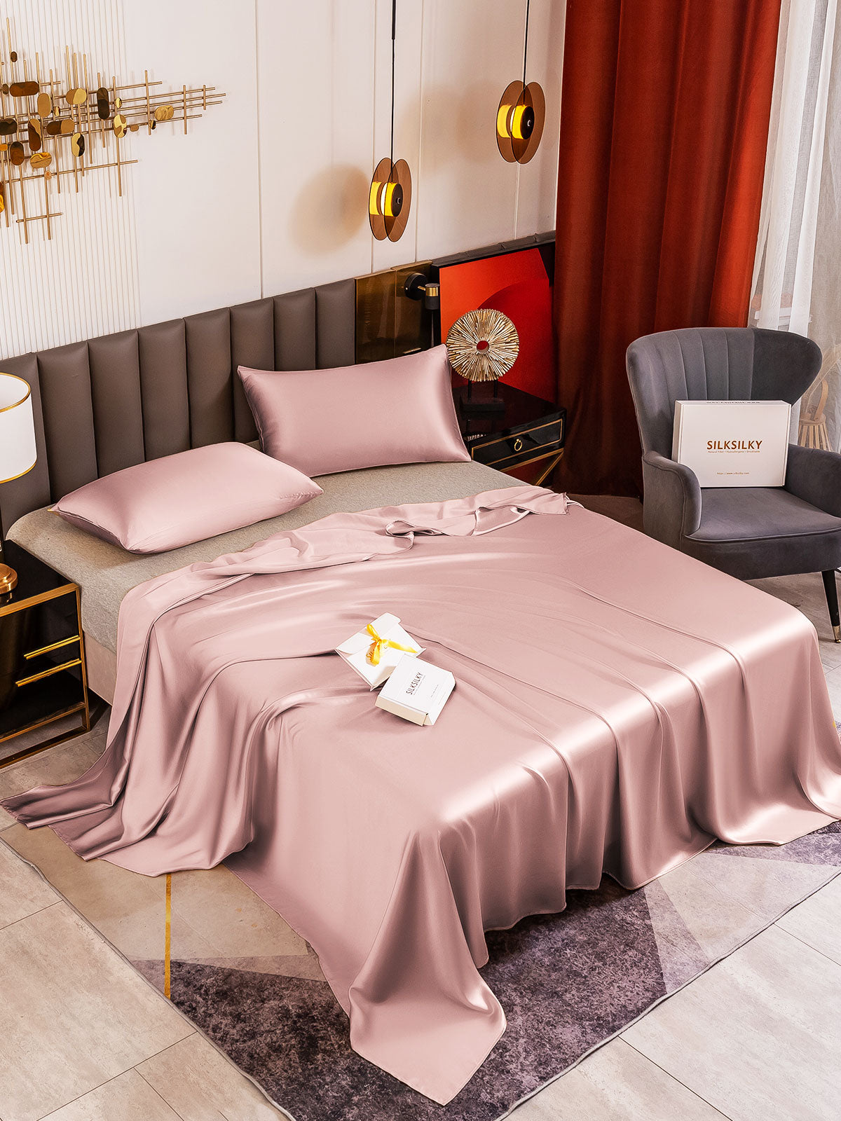 [Pale Mauve] SilkSilky-UK 19Momme Pure Silk Sheet 001
