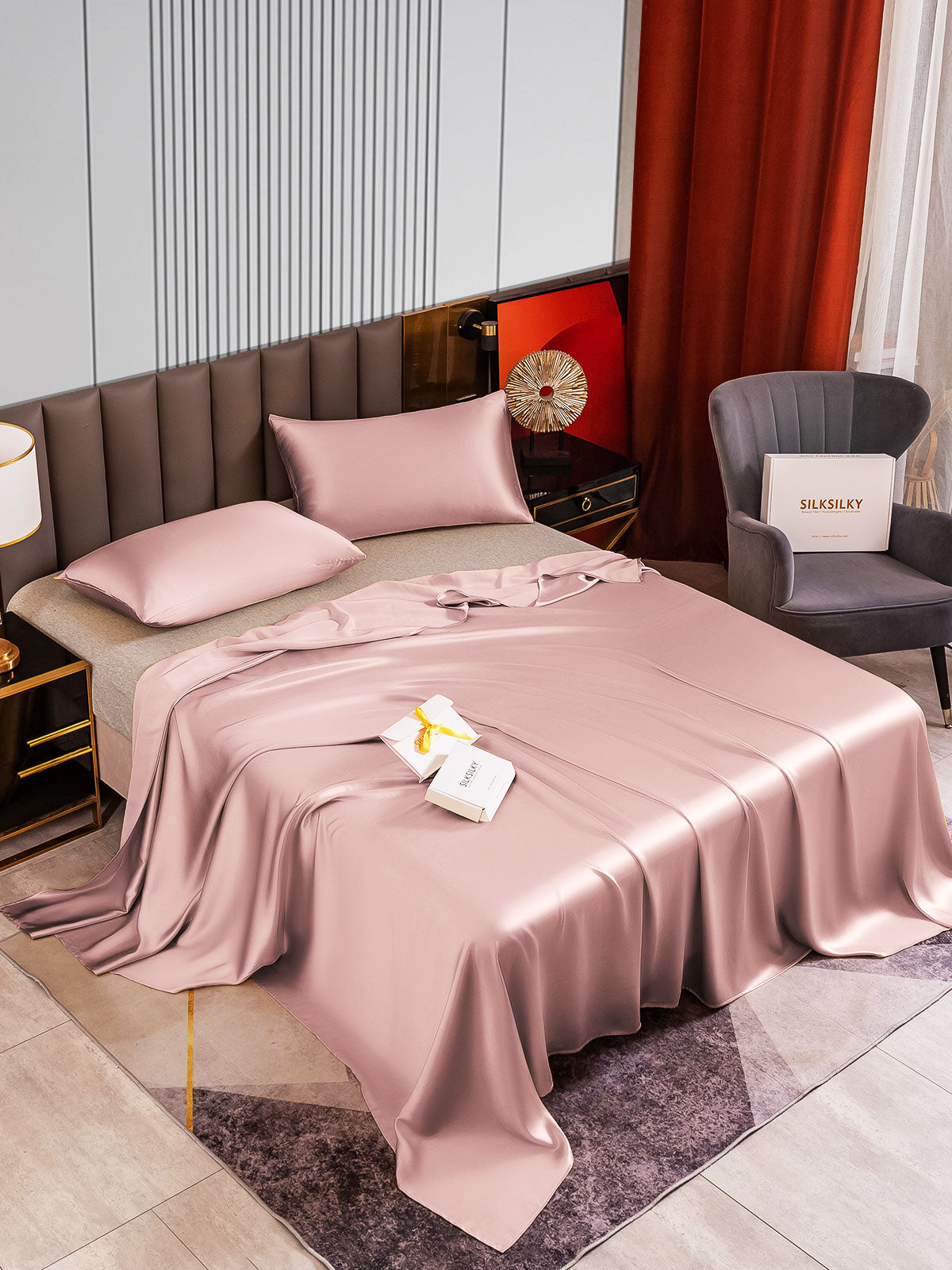 [Pale Mauve] SilkSilky-UK 22Momme Pure Silk Bedding Set 002