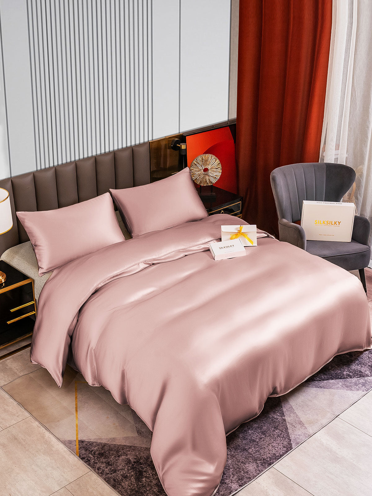 [Pale Mauve] SilkSilky-UK 22Momme Pure Silk Bedding Set 002